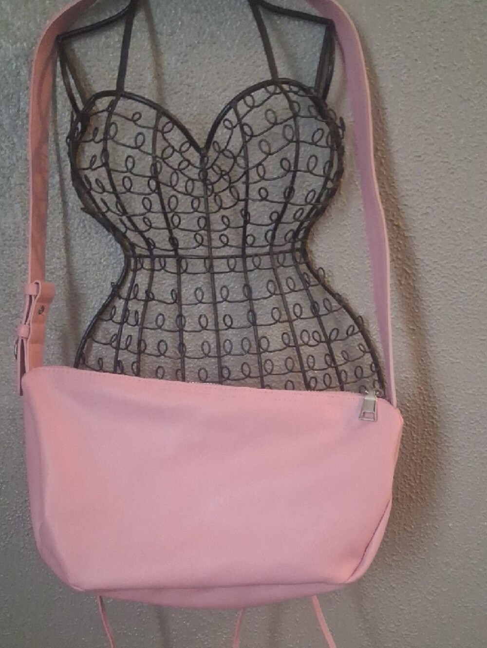 Pink Drawstring Crossbody Bag - Picture 2 of 3